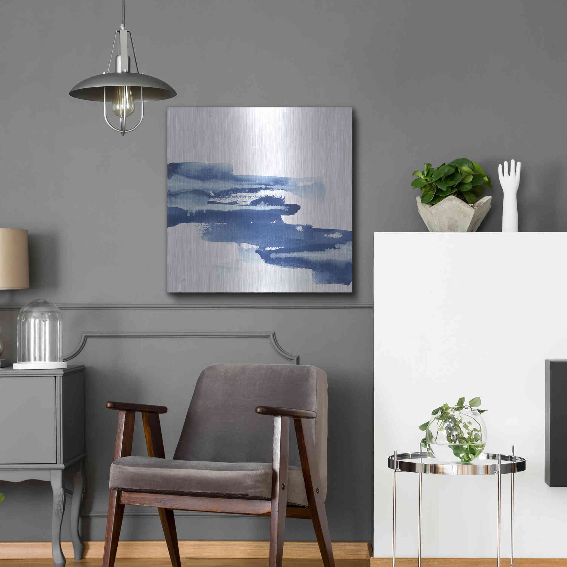 Luxe Metal Art 'Classic Blue V' by Chris Paschke, Metal Wall Art,24x24