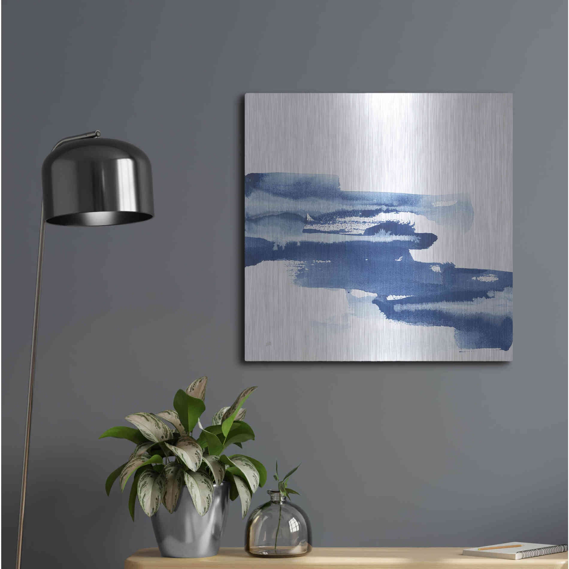 Luxe Metal Art 'Classic Blue V' by Chris Paschke, Metal Wall Art,24x24