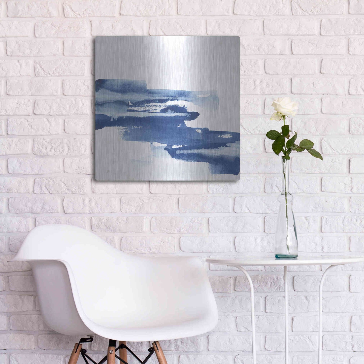 Luxe Metal Art 'Classic Blue V' by Chris Paschke, Metal Wall Art,24x24