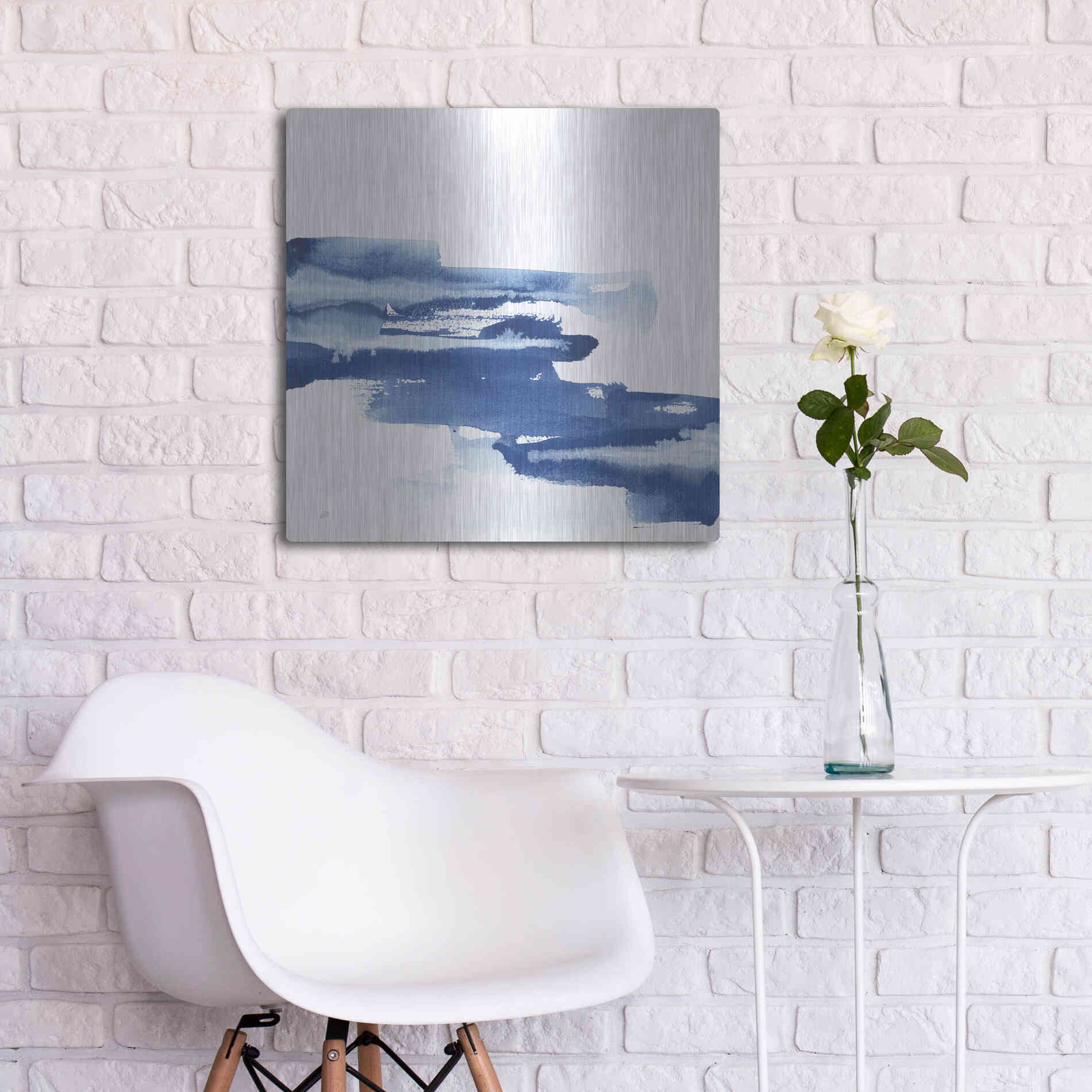 Luxe Metal Art 'Classic Blue V' by Chris Paschke, Metal Wall Art,24x24