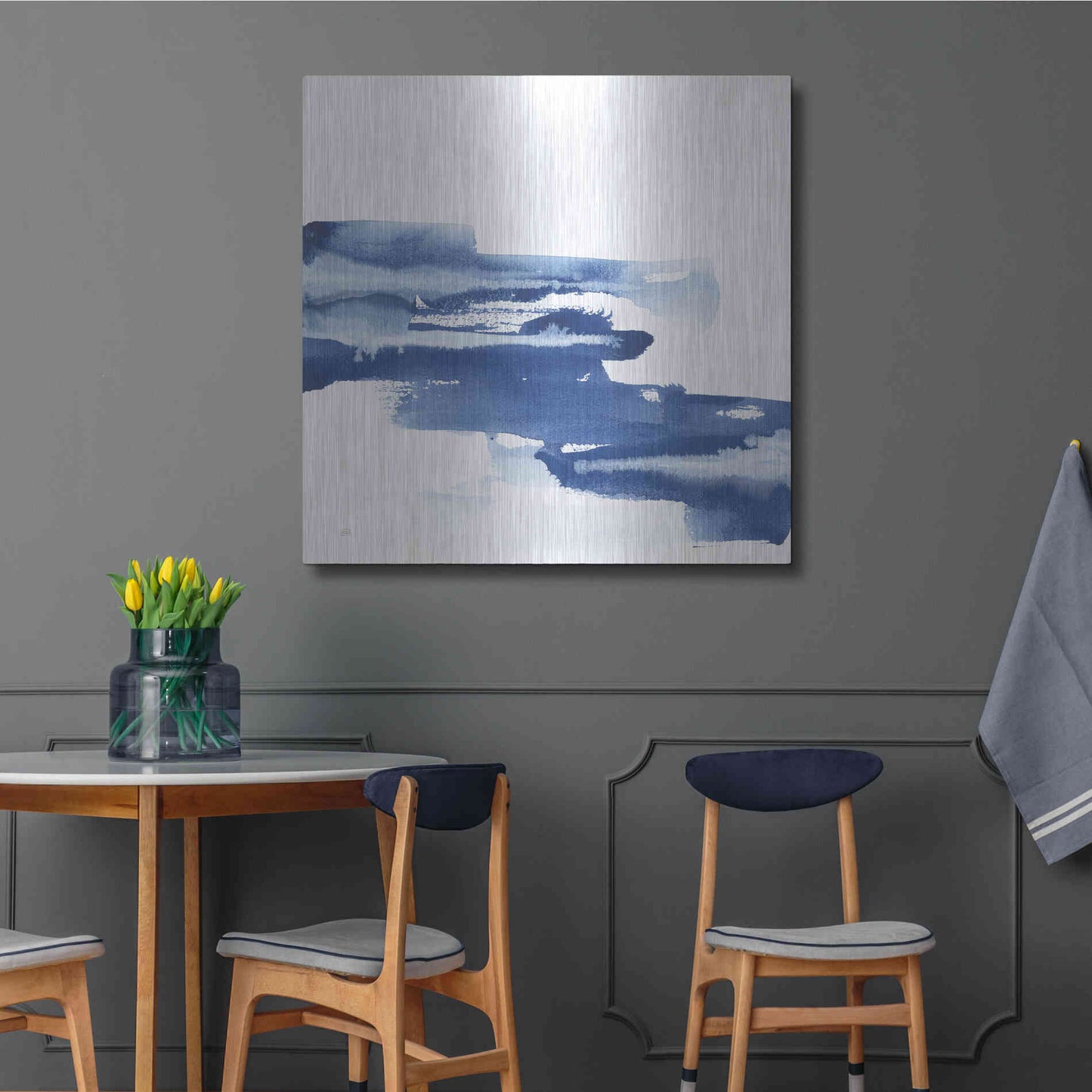 Luxe Metal Art 'Classic Blue V' by Chris Paschke, Metal Wall Art,36x36