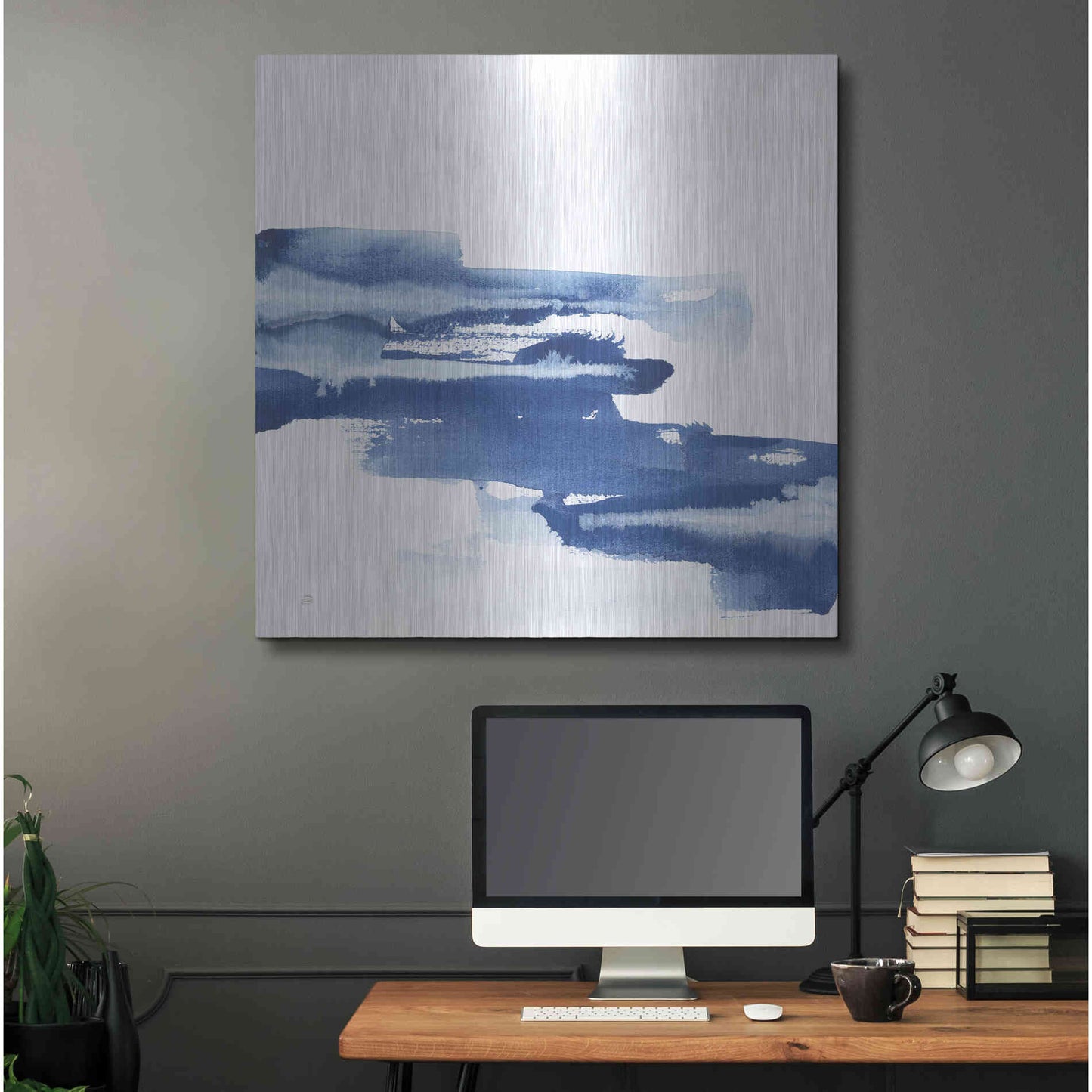 Luxe Metal Art 'Classic Blue V' by Chris Paschke, Metal Wall Art,36x36