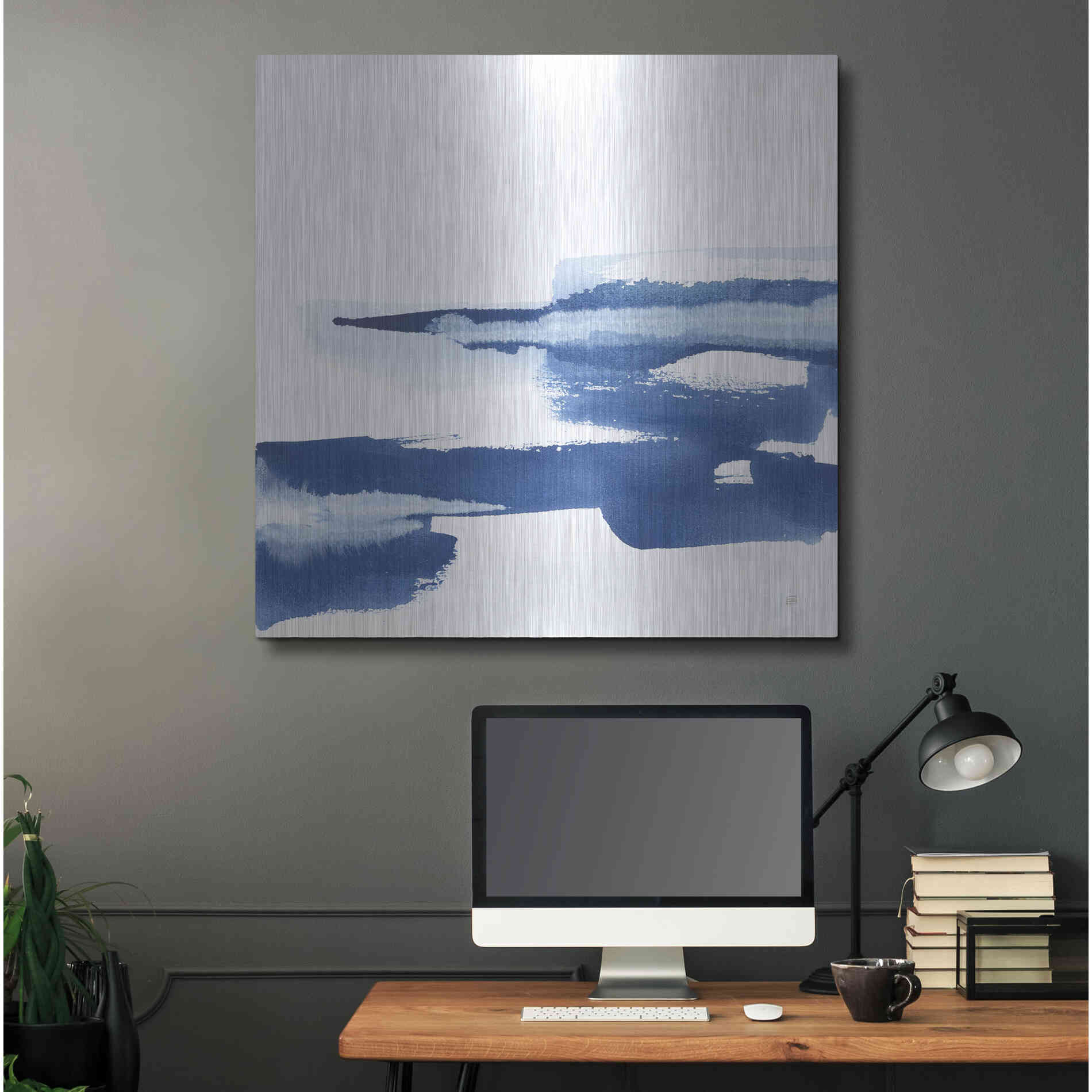 Luxe Metal Art 'Classic Blue VI' by Chris Paschke, Metal Wall Art,36x36