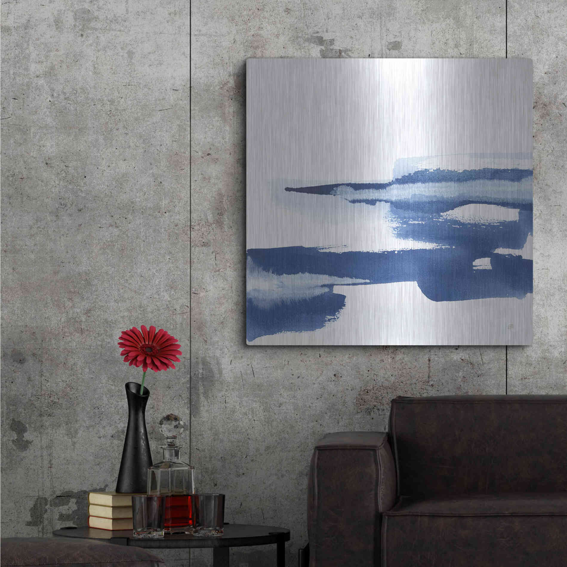 Luxe Metal Art 'Classic Blue VI' by Chris Paschke, Metal Wall Art,36x36