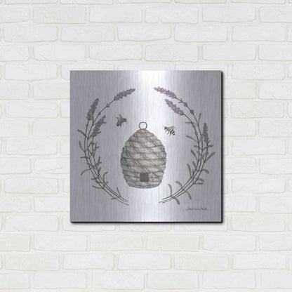 Luxe Metal Art 'Happy to Bee Home II' by Sara Zieve Miller, Metal Wall Art,24x24