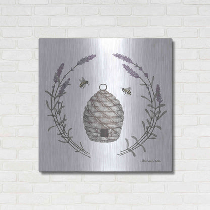 Luxe Metal Art 'Happy to Bee Home II' by Sara Zieve Miller, Metal Wall Art,36x36