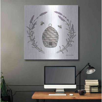 Luxe Metal Art 'Happy to Bee Home II' by Sara Zieve Miller, Metal Wall Art,36x36