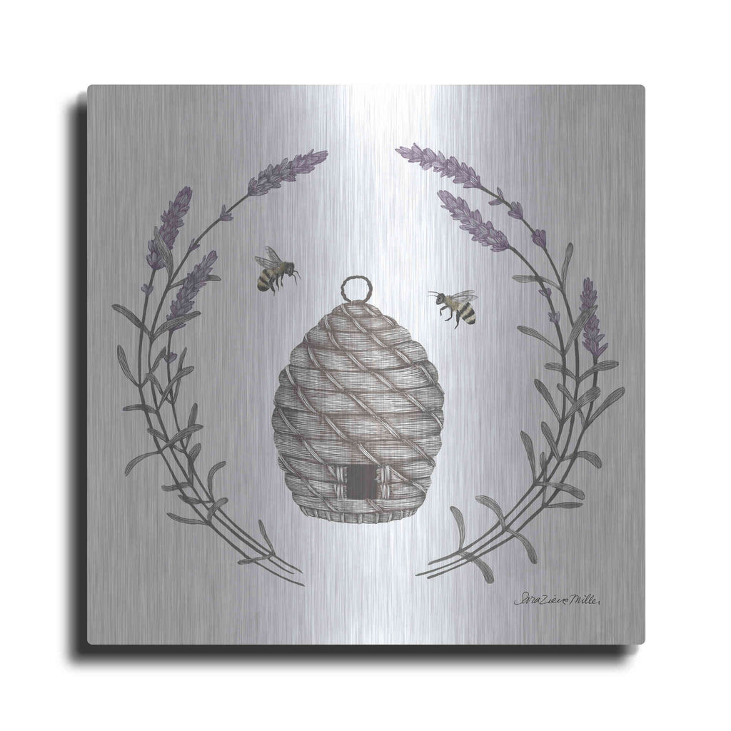 Luxe Metal Art 'Happy to Bee Home II' by Sara Zieve Miller, Metal Wall Art