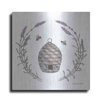 Luxe Metal Art 'Happy to Bee Home II' by Sara Zieve Miller, Metal Wall Art