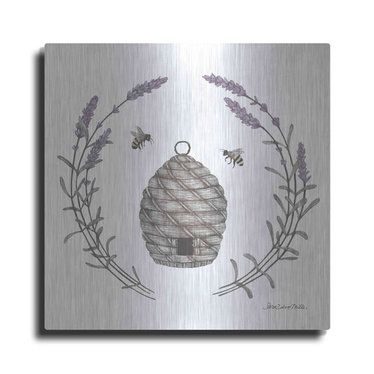Luxe Metal Art 'Happy to Bee Home II' by Sara Zieve Miller, Metal Wall Art
