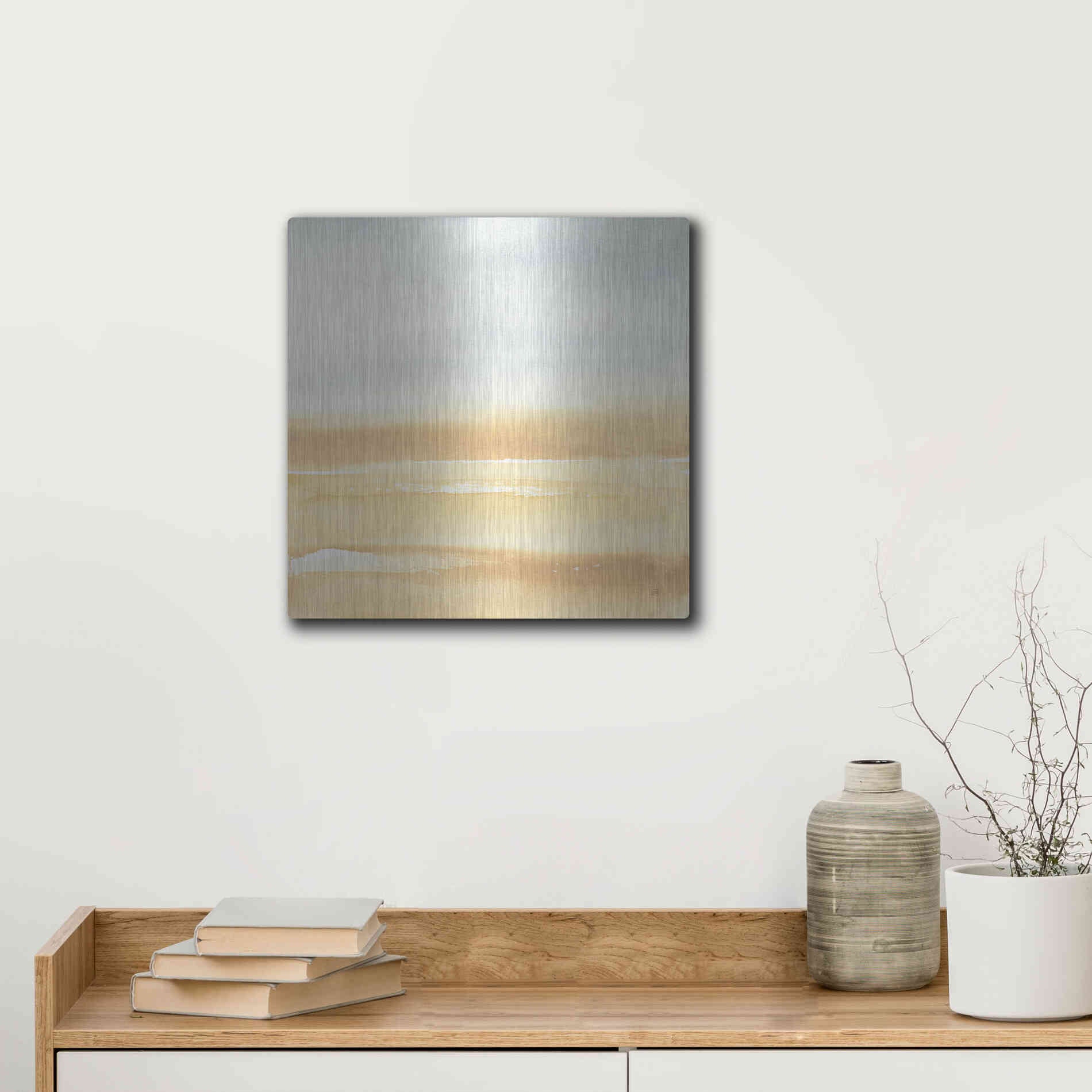 Luxe Metal Art 'Ochre Sands I' by Chris Paschke, Metal Wall Art,12x12