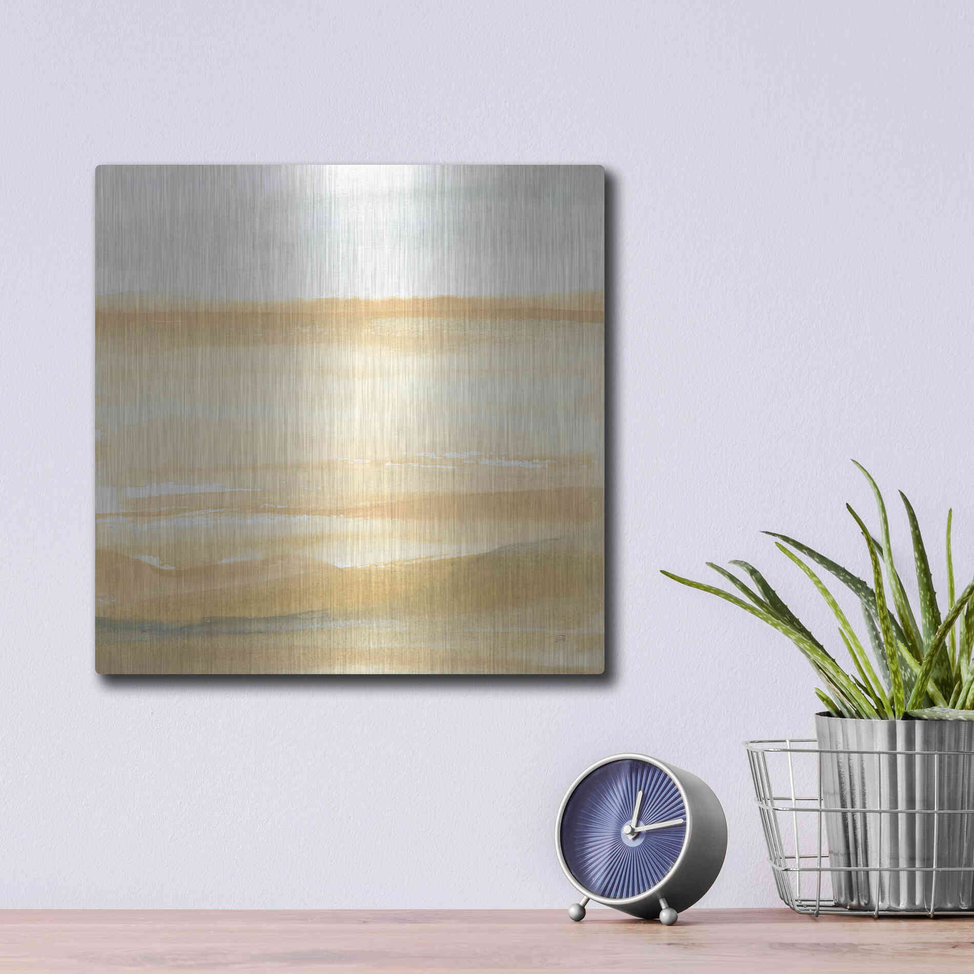 Luxe Metal Art 'Ochre Sands II' by Chris Paschke, Metal Wall Art,12x12