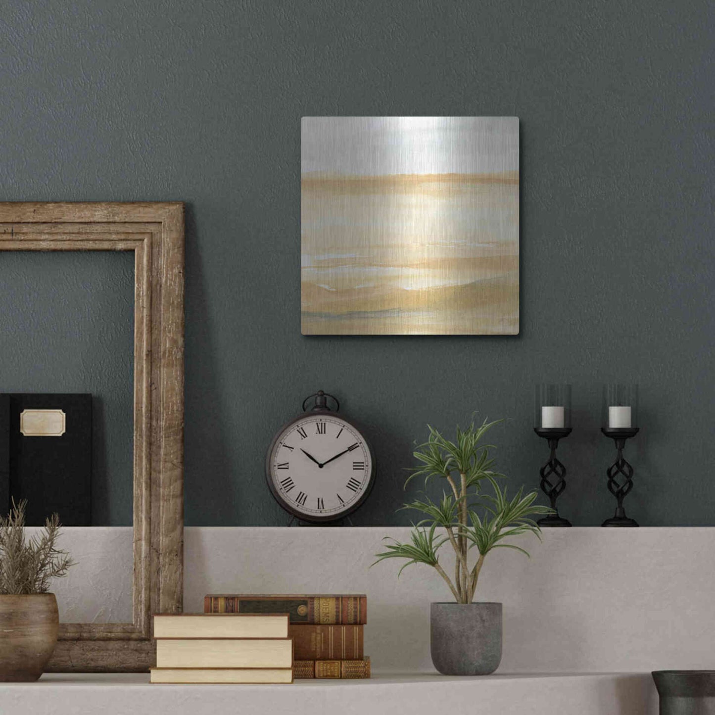 Luxe Metal Art 'Ochre Sands II' by Chris Paschke, Metal Wall Art,12x12