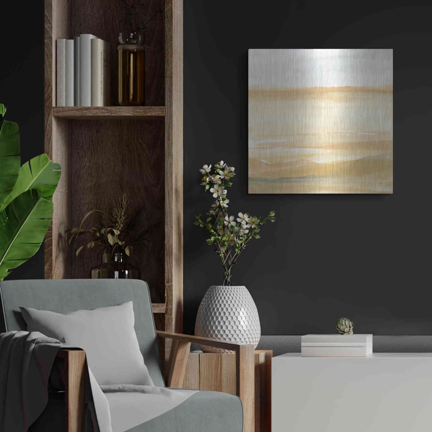 Luxe Metal Art 'Ochre Sands II' by Chris Paschke, Metal Wall Art,24x24