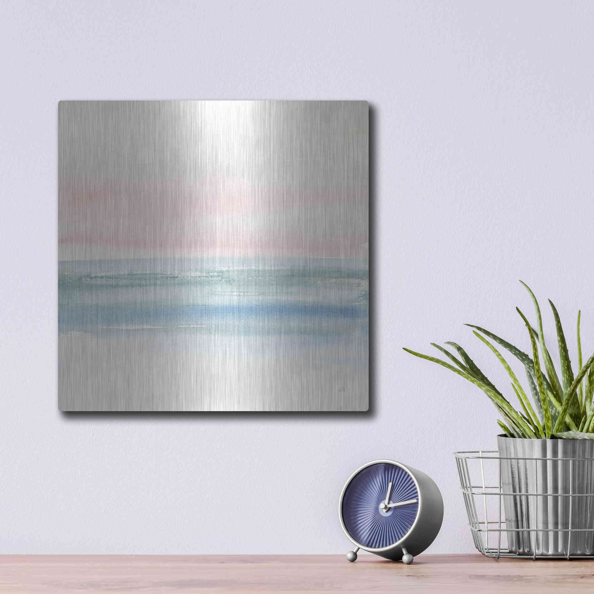 Luxe Metal Art 'Pink Fog II' by Chris Paschke, Metal Wall Art,12x12