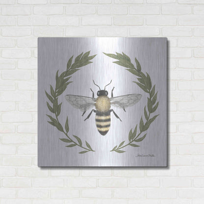 Luxe Metal Art 'Happy to Bee Home I' by Sara Zieve Miller, Metal Wall Art,36x36