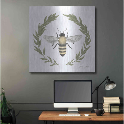 Luxe Metal Art 'Happy to Bee Home I' by Sara Zieve Miller, Metal Wall Art,36x36