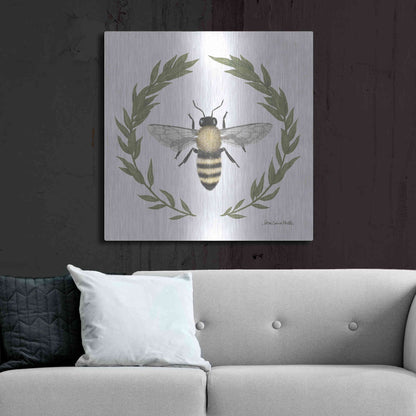 Luxe Metal Art 'Happy to Bee Home I' by Sara Zieve Miller, Metal Wall Art,36x36