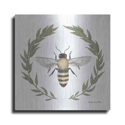Luxe Metal Art 'Happy to Bee Home I' by Sara Zieve Miller, Metal Wall Art