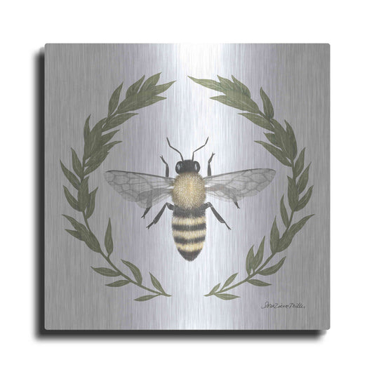 Luxe Metal Art 'Happy to Bee Home I' by Sara Zieve Miller, Metal Wall Art