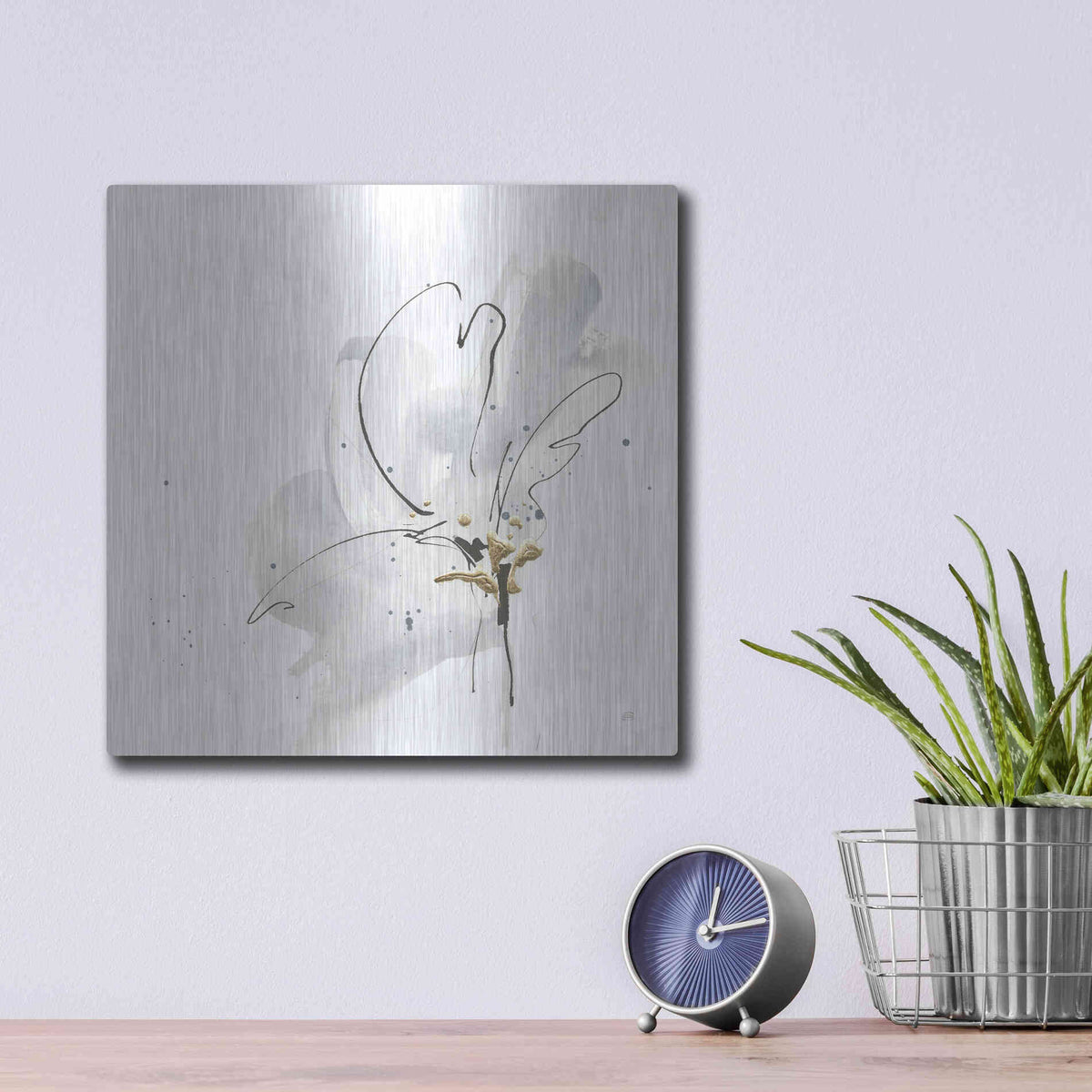 Luxe Metal Art 'Cool Gray III' by Chris Paschke, Metal Wall Art,12x12