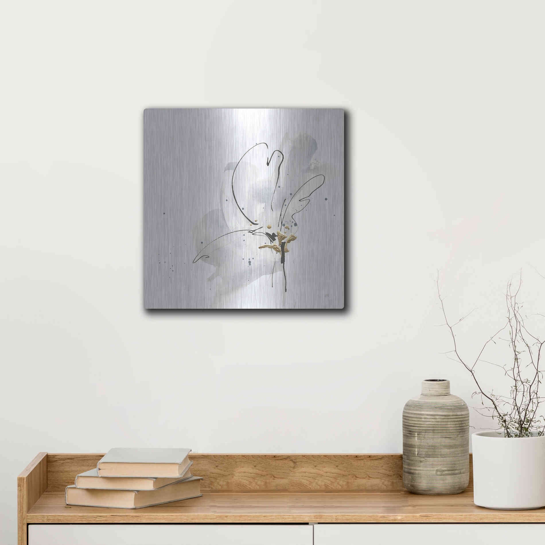 Luxe Metal Art 'Cool Gray III' by Chris Paschke, Metal Wall Art,12x12