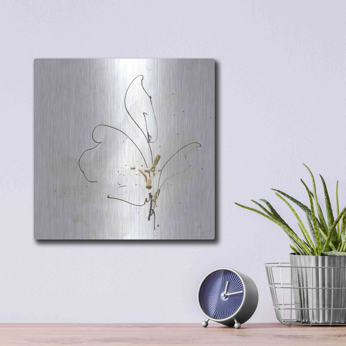 Luxe Metal Art 'Cool Gray V' by Chris Paschke, Metal Wall Art,12x12