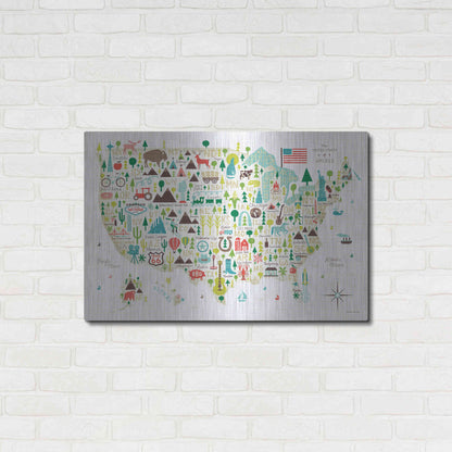 Luxe Metal Art 'Illustrated USA' by Michael Mullan, Metal Wall Art,36x24