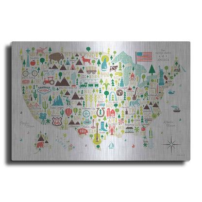 Luxe Metal Art 'Illustrated USA' by Michael Mullan, Metal Wall Art
