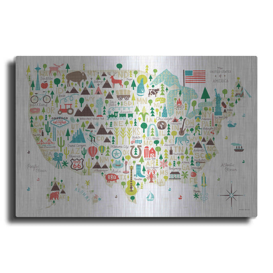 Luxe Metal Art 'Illustrated USA' by Michael Mullan, Metal Wall Art