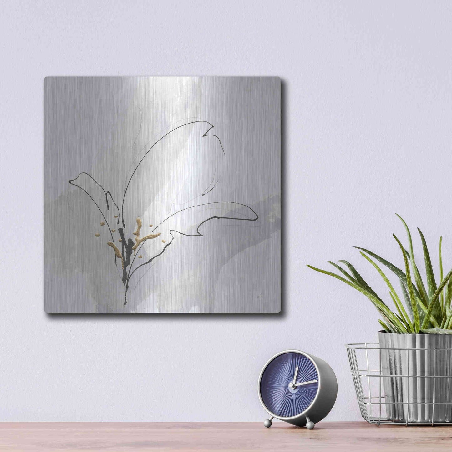 Luxe Metal Art 'Cool Gray VIII' by Chris Paschke, Metal Wall Art,12x12