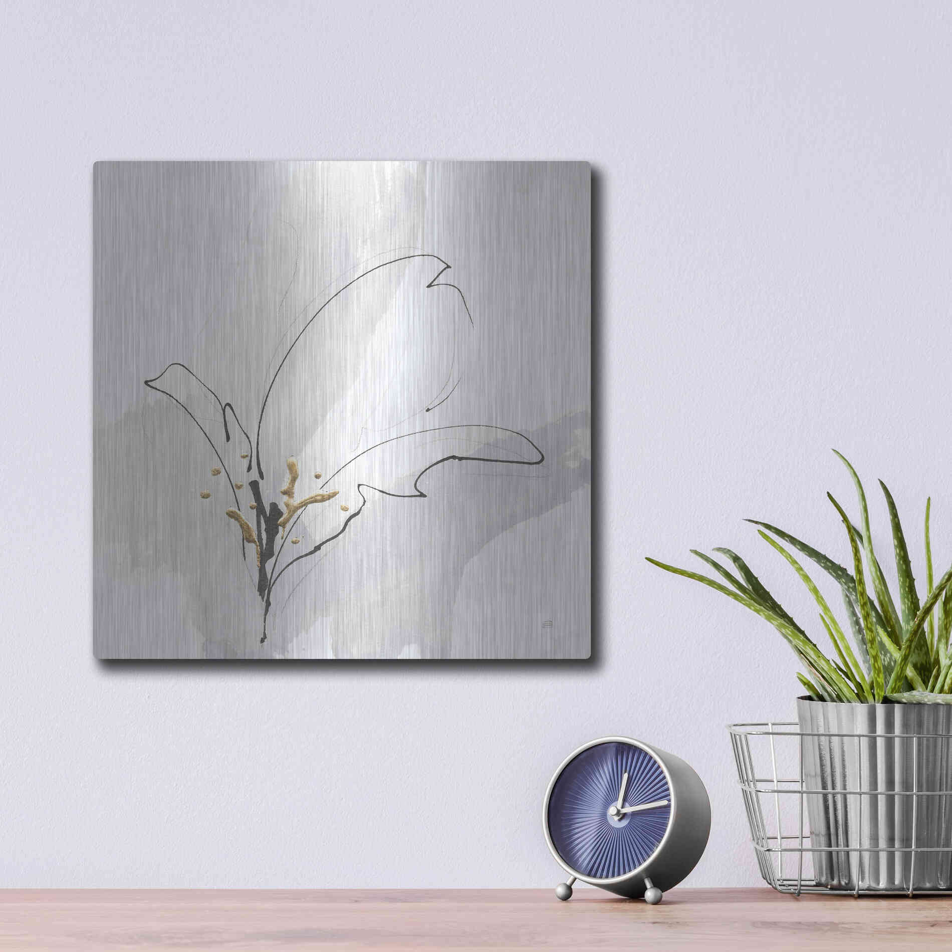 Luxe Metal Art 'Cool Gray VIII' by Chris Paschke, Metal Wall Art,12x12