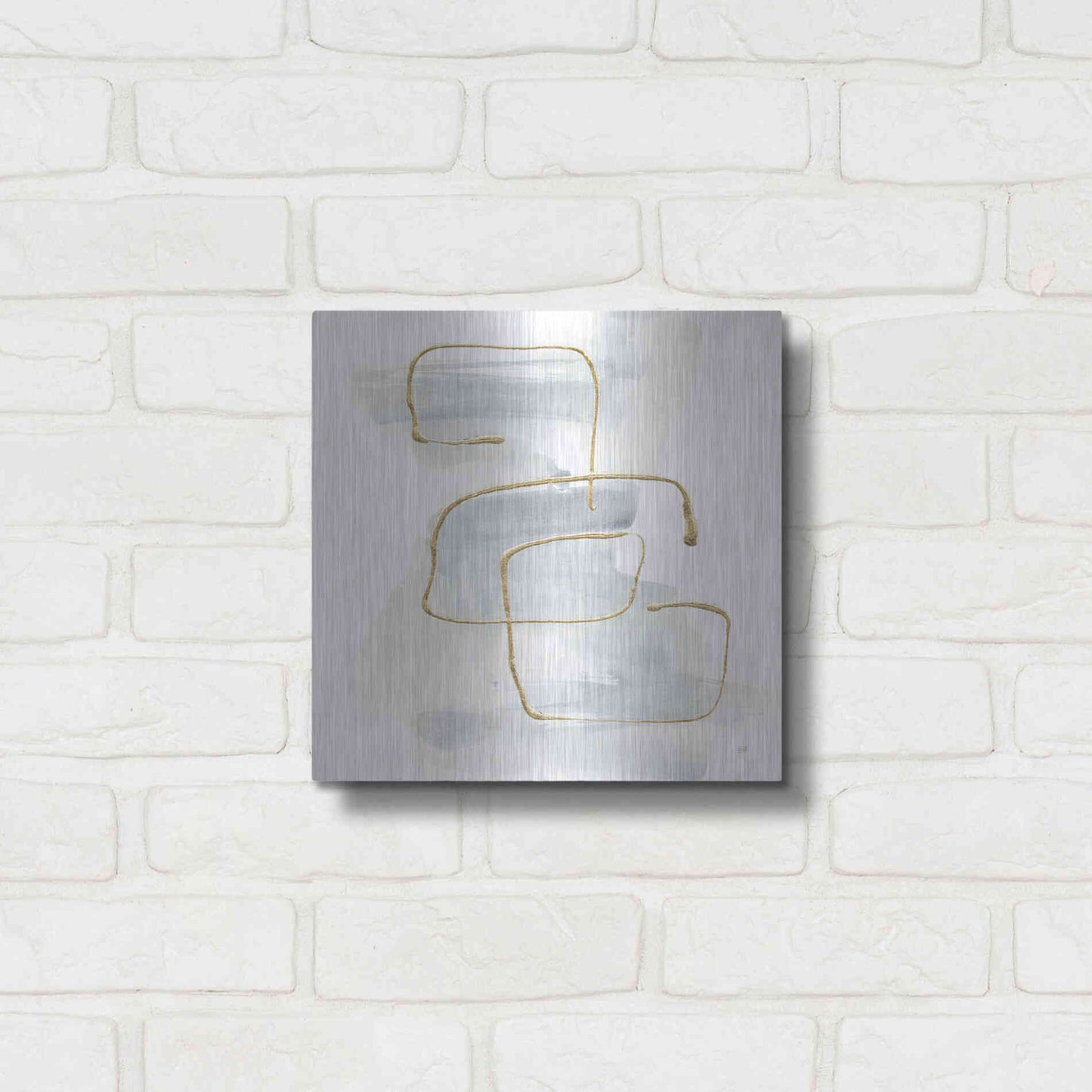 Luxe Metal Art 'Cool Gray Gold I' by Chris Paschke, Metal Wall Art,12x12