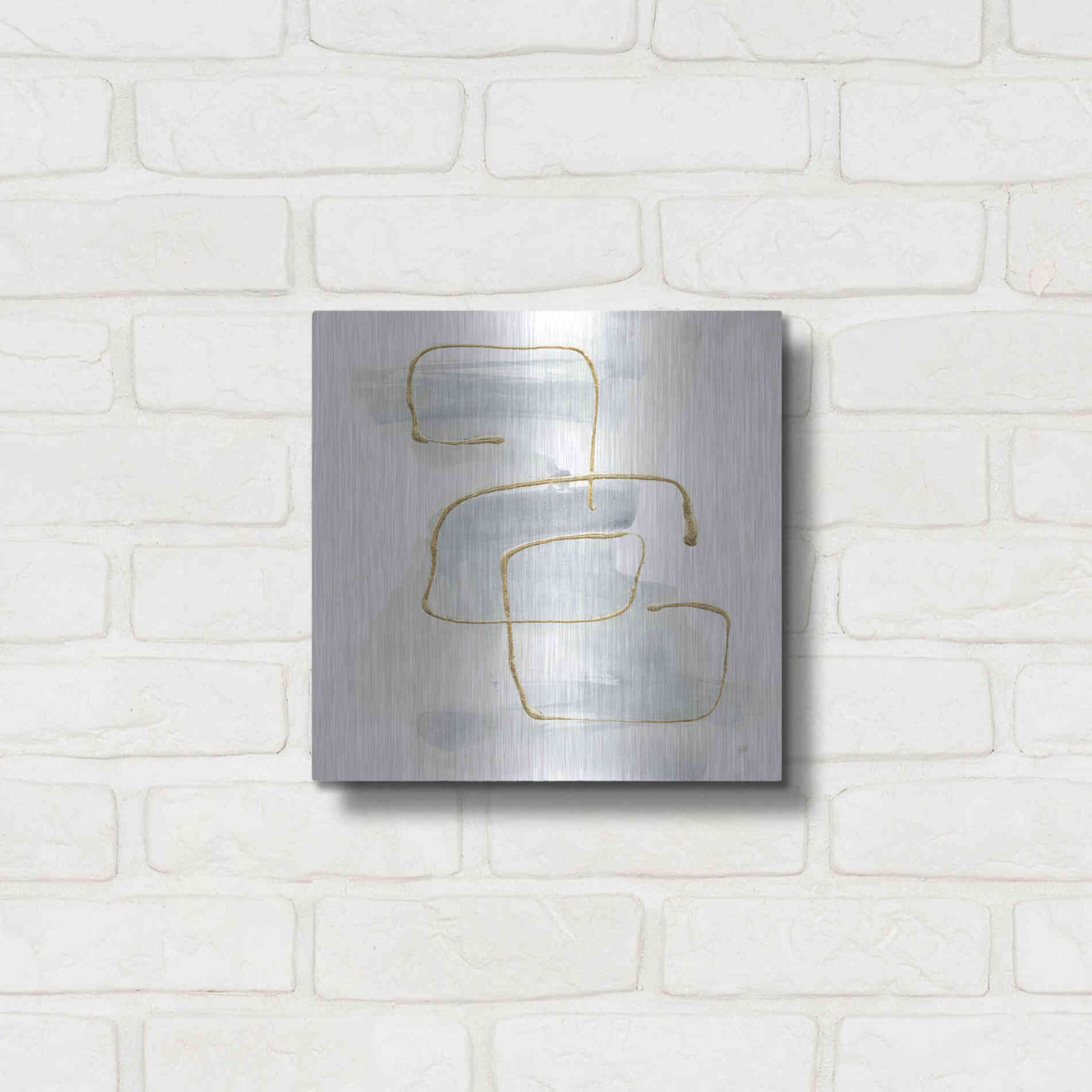 Luxe Metal Art 'Cool Gray Gold I' by Chris Paschke, Metal Wall Art,12x12
