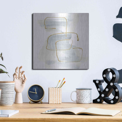 Luxe Metal Art 'Cool Gray Gold I' by Chris Paschke, Metal Wall Art,12x12