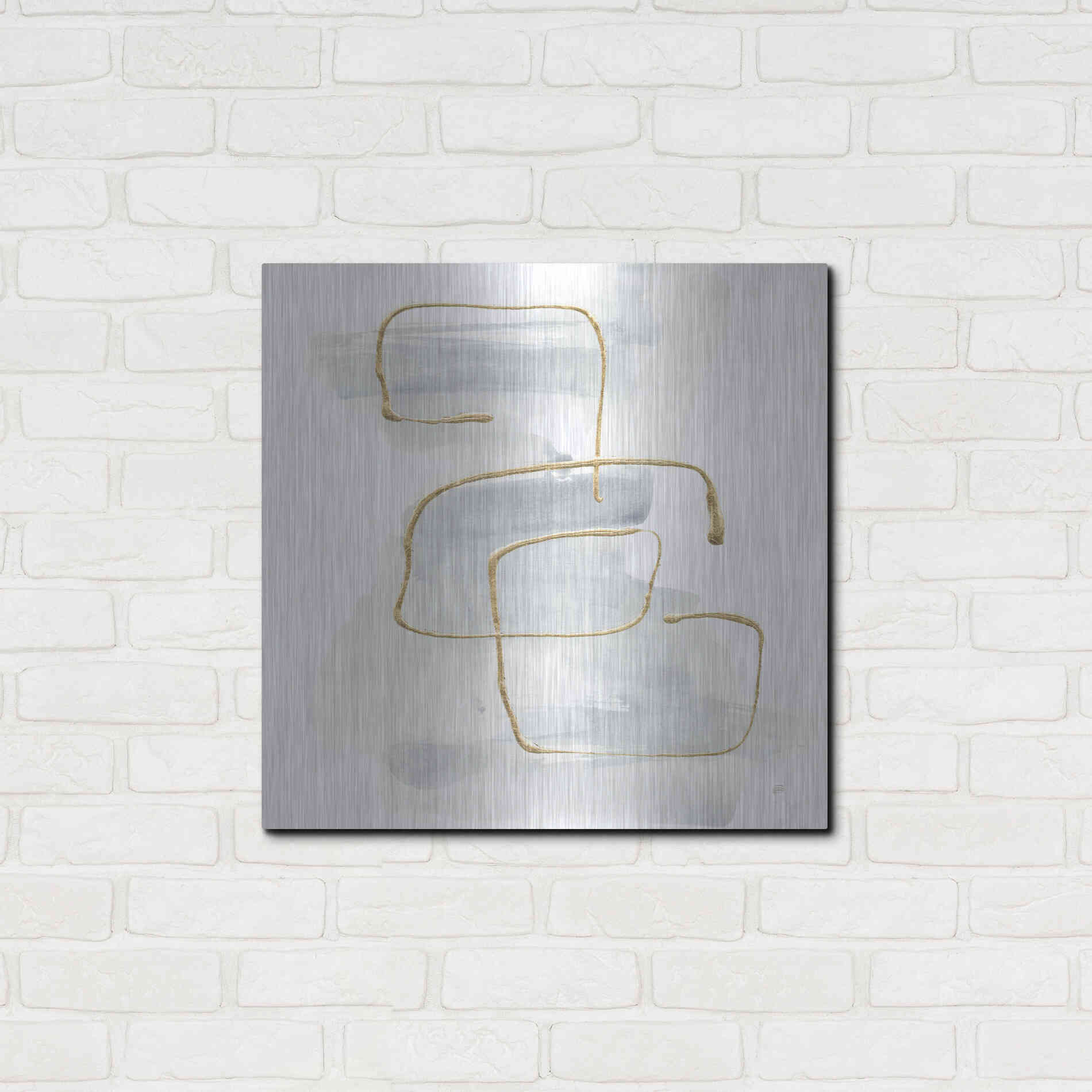 Luxe Metal Art 'Cool Gray Gold I' by Chris Paschke, Metal Wall Art,24x24