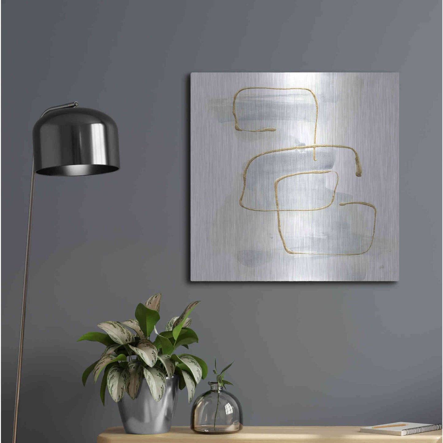 Luxe Metal Art 'Cool Gray Gold I' by Chris Paschke, Metal Wall Art,24x24