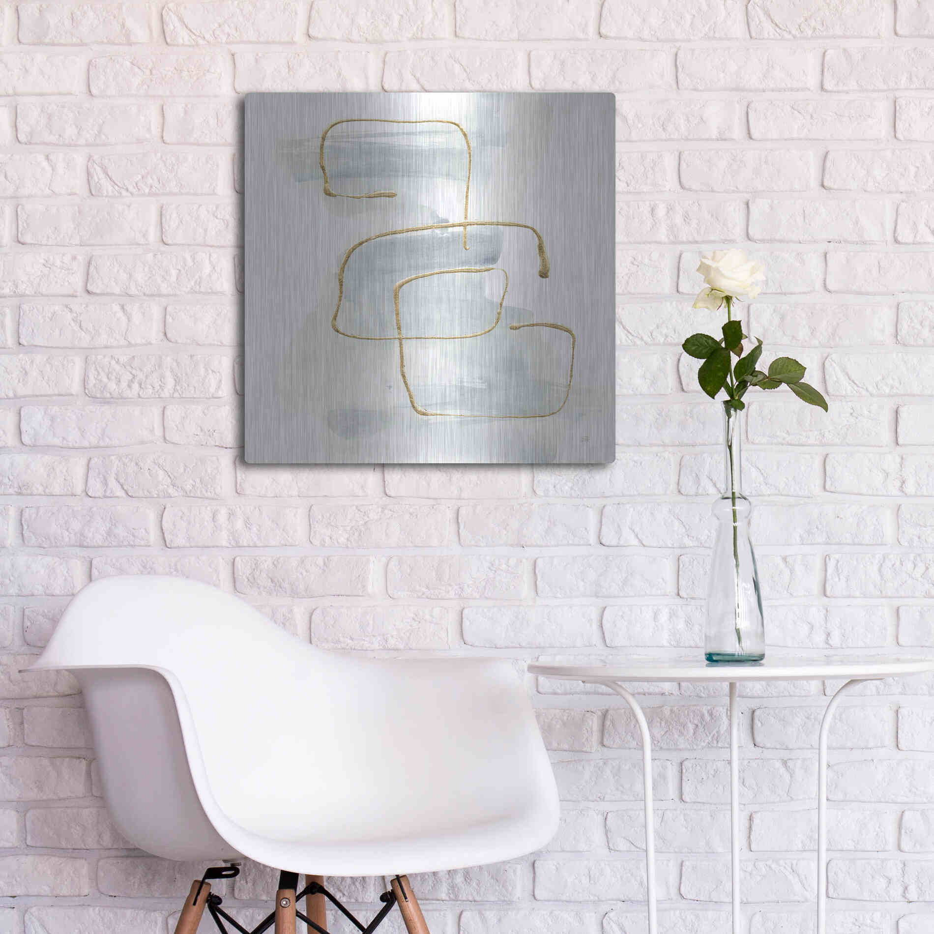 Luxe Metal Art 'Cool Gray Gold I' by Chris Paschke, Metal Wall Art,24x24