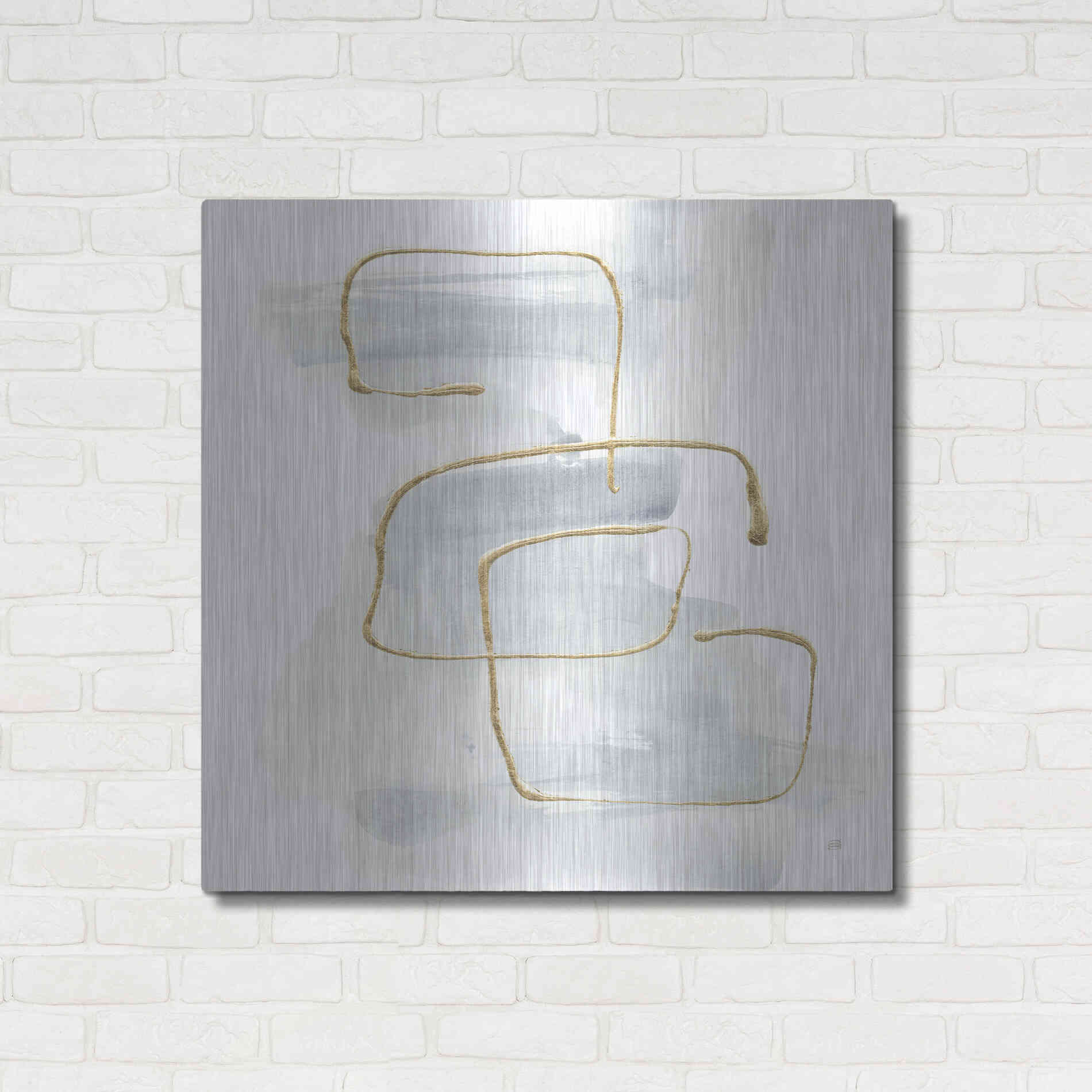 Luxe Metal Art 'Cool Gray Gold I' by Chris Paschke, Metal Wall Art,36x36