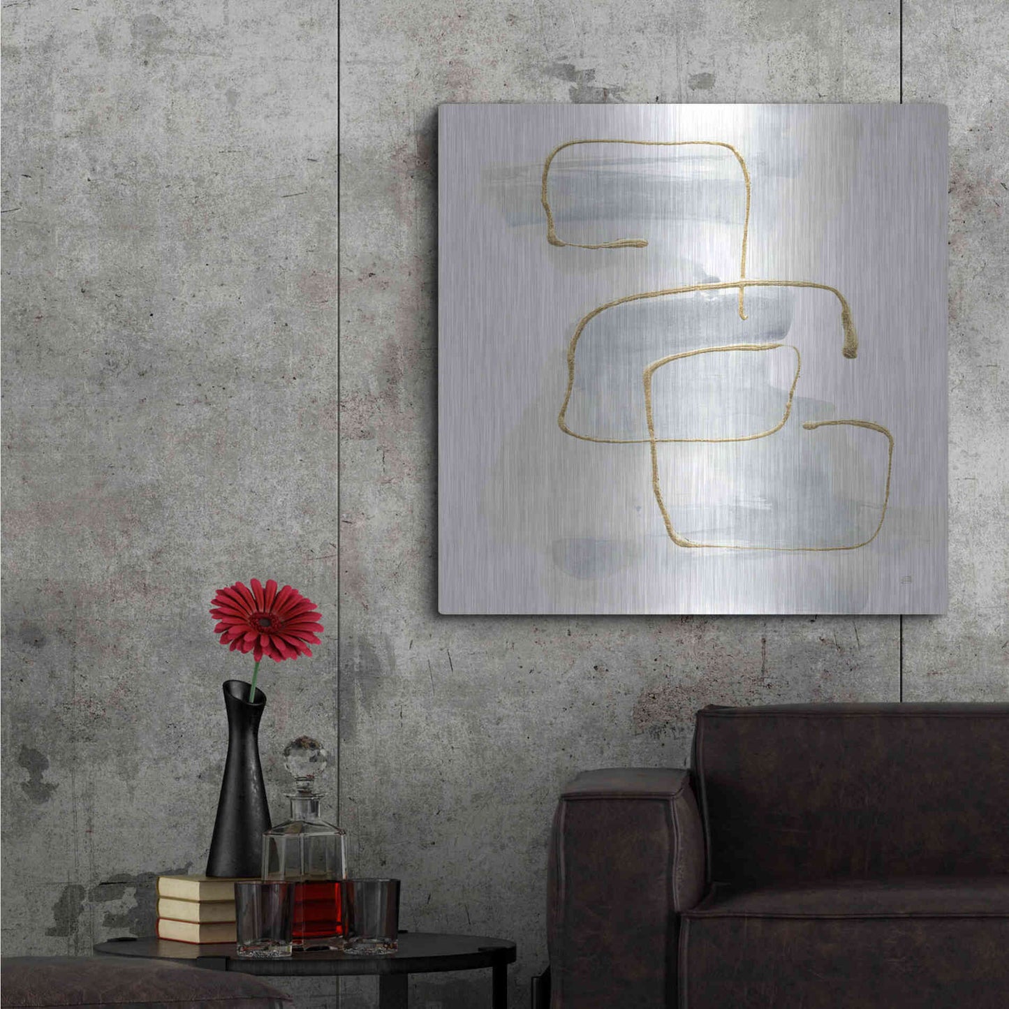 Luxe Metal Art 'Cool Gray Gold I' by Chris Paschke, Metal Wall Art,36x36