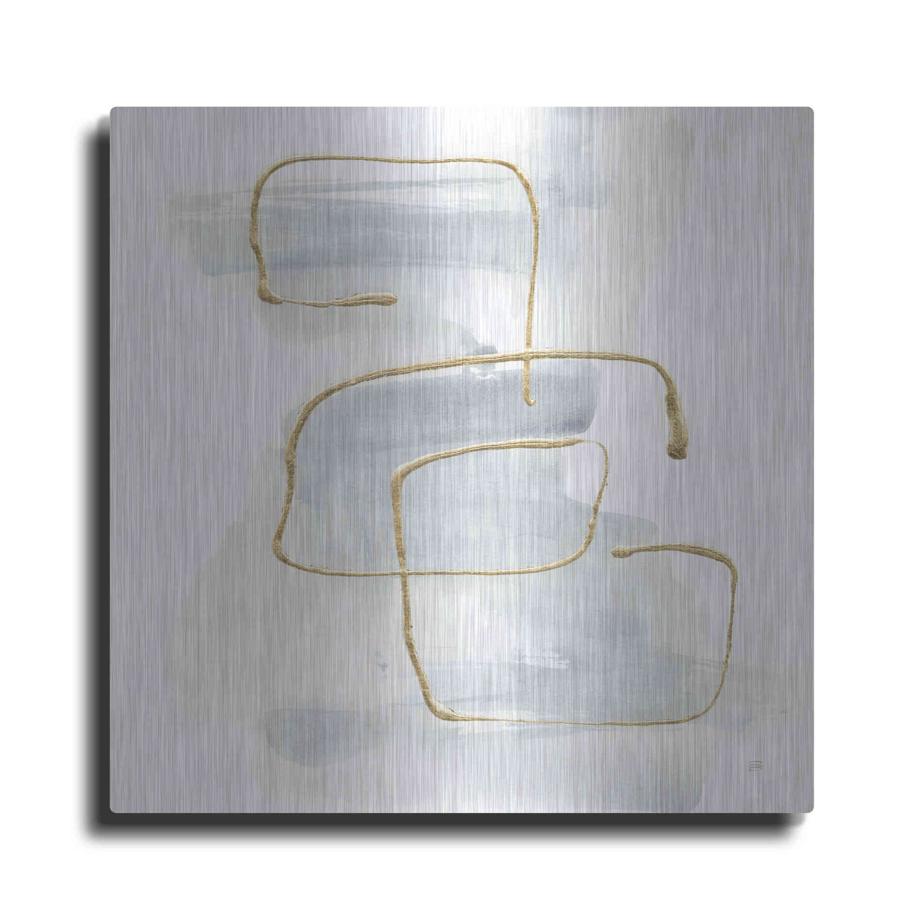 Luxe Metal Art 'Cool Gray Gold I' by Chris Paschke, Metal Wall Art