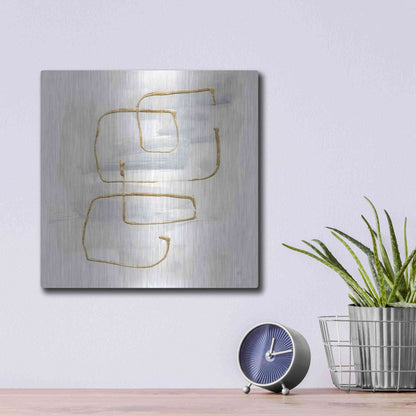 Luxe Metal Art 'Cool Gray Gold II' by Chris Paschke, Metal Wall Art,12x12