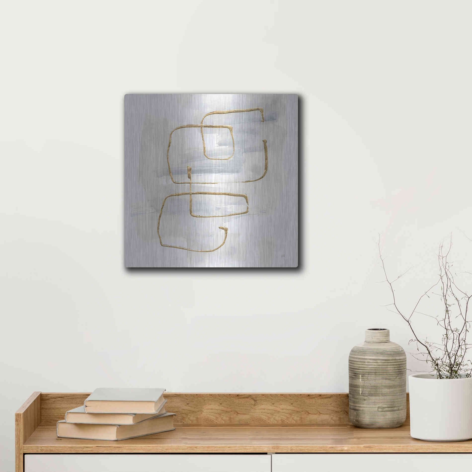 Luxe Metal Art 'Cool Gray Gold II' by Chris Paschke, Metal Wall Art,12x12