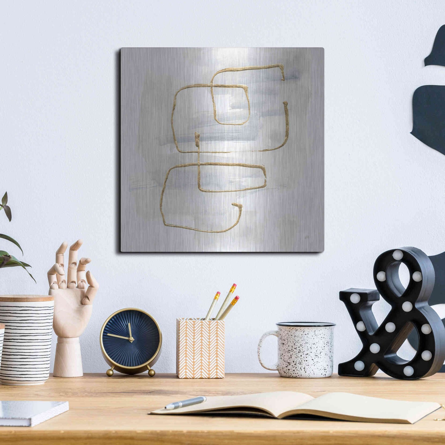 Luxe Metal Art 'Cool Gray Gold II' by Chris Paschke, Metal Wall Art,12x12