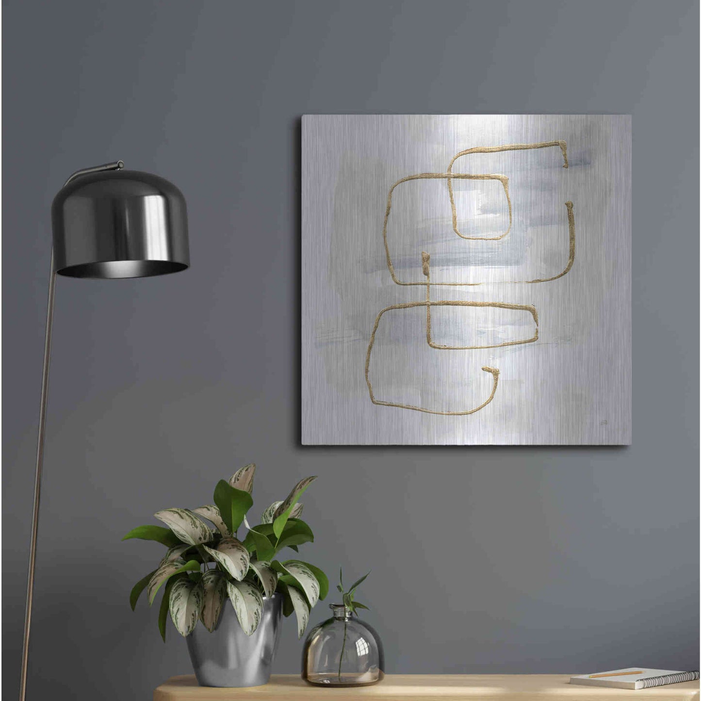 Luxe Metal Art 'Cool Gray Gold II' by Chris Paschke, Metal Wall Art,24x24