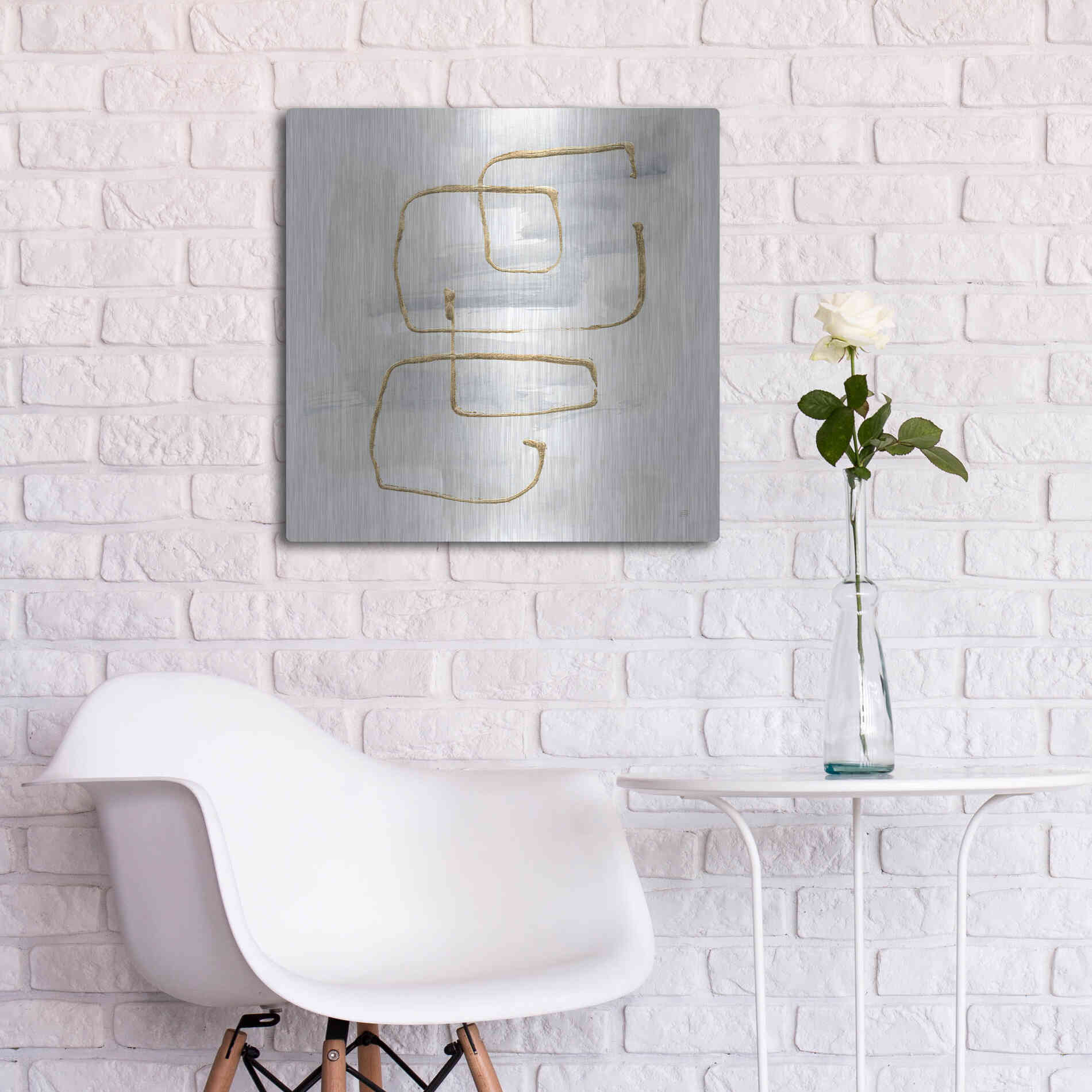 Luxe Metal Art 'Cool Gray Gold II' by Chris Paschke, Metal Wall Art,24x24