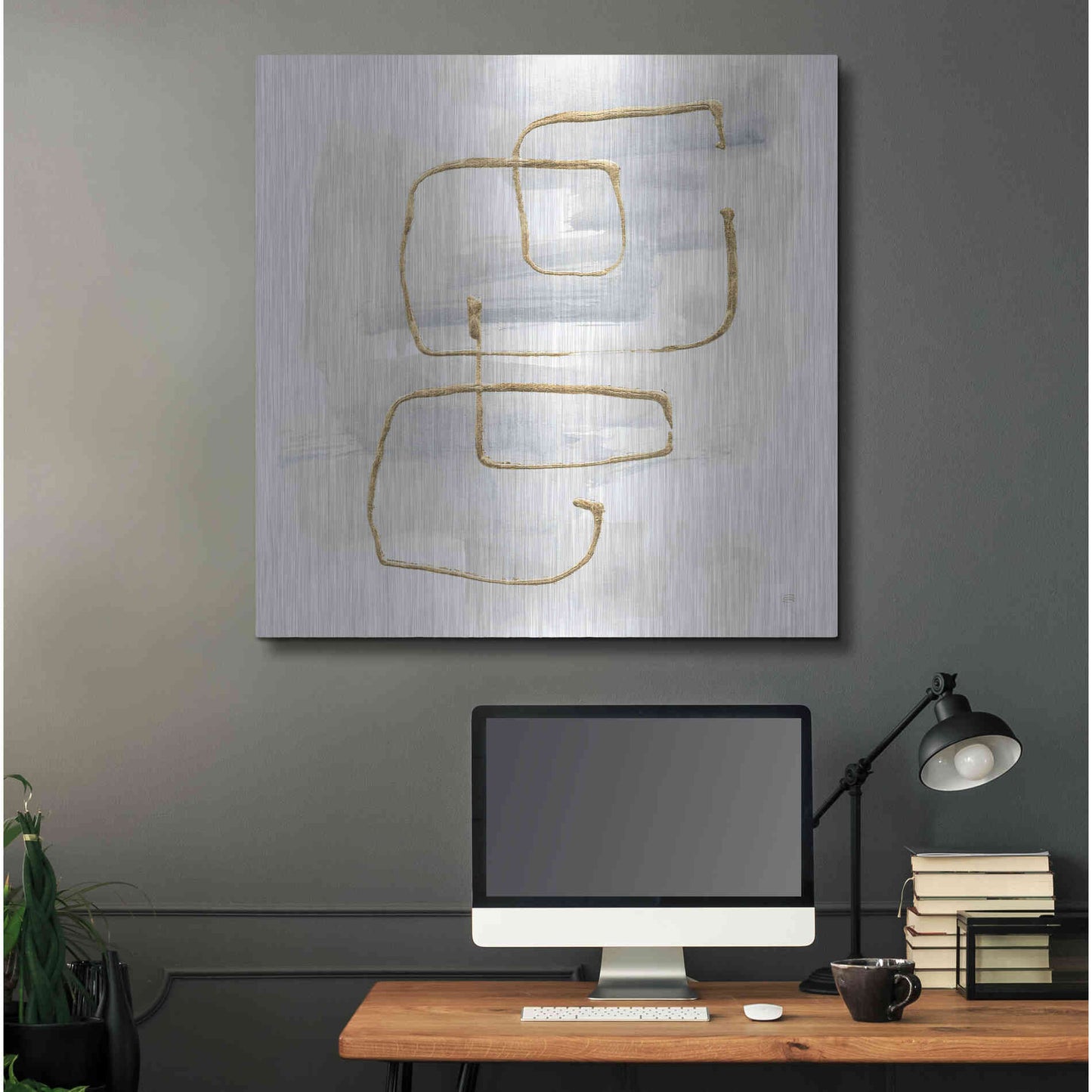 Luxe Metal Art 'Cool Gray Gold II' by Chris Paschke, Metal Wall Art,36x36