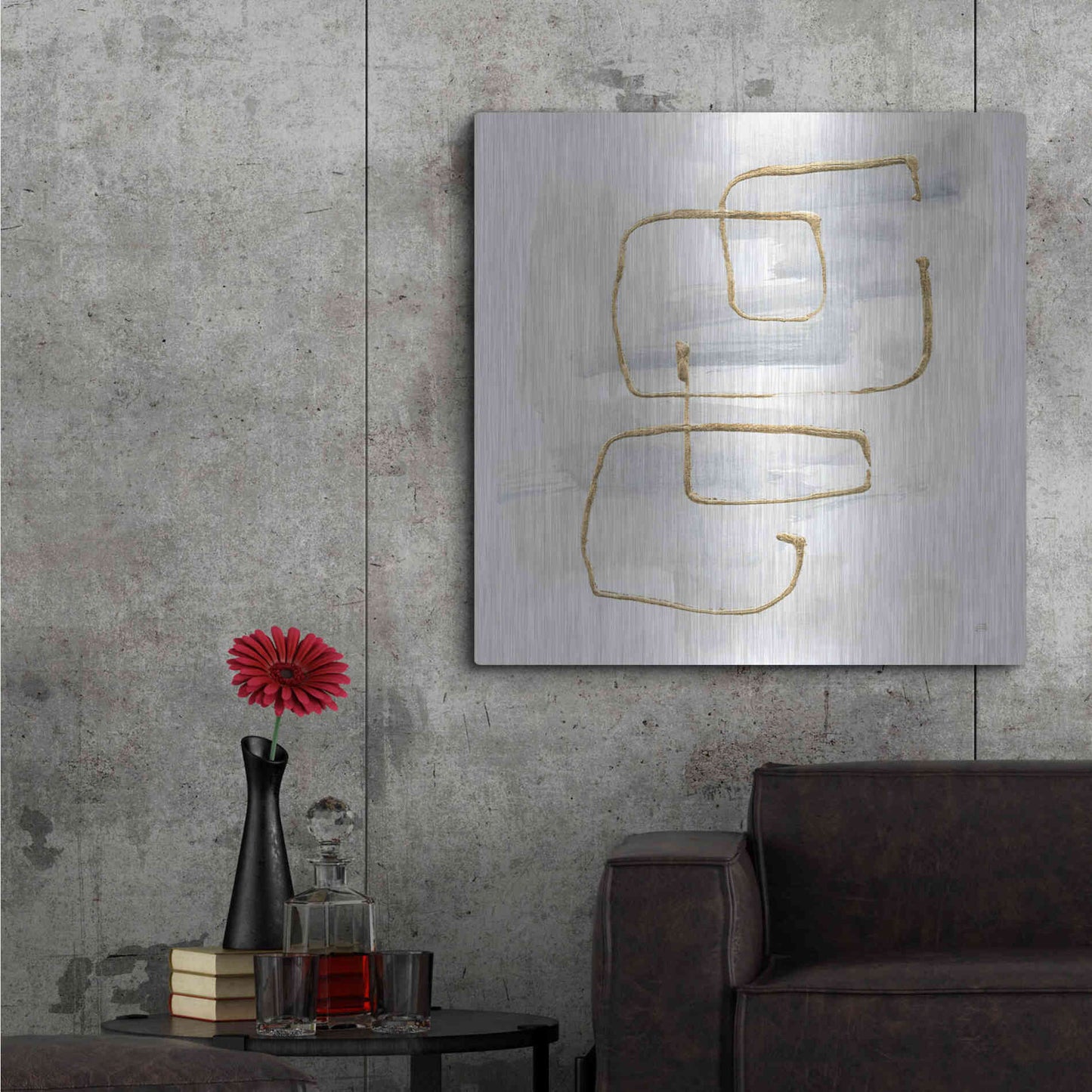 Luxe Metal Art 'Cool Gray Gold II' by Chris Paschke, Metal Wall Art,36x36