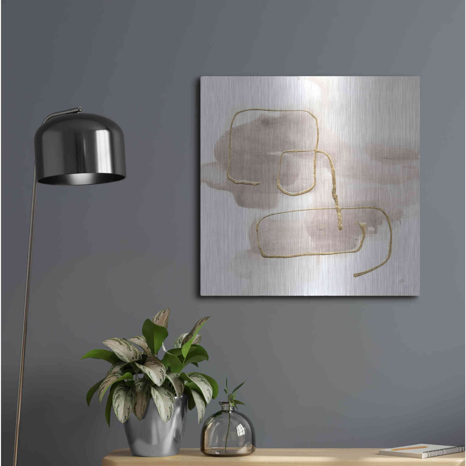 Luxe Metal Art 'Warm Gray Gold I' by Chris Paschke, Metal Wall Art,24x24