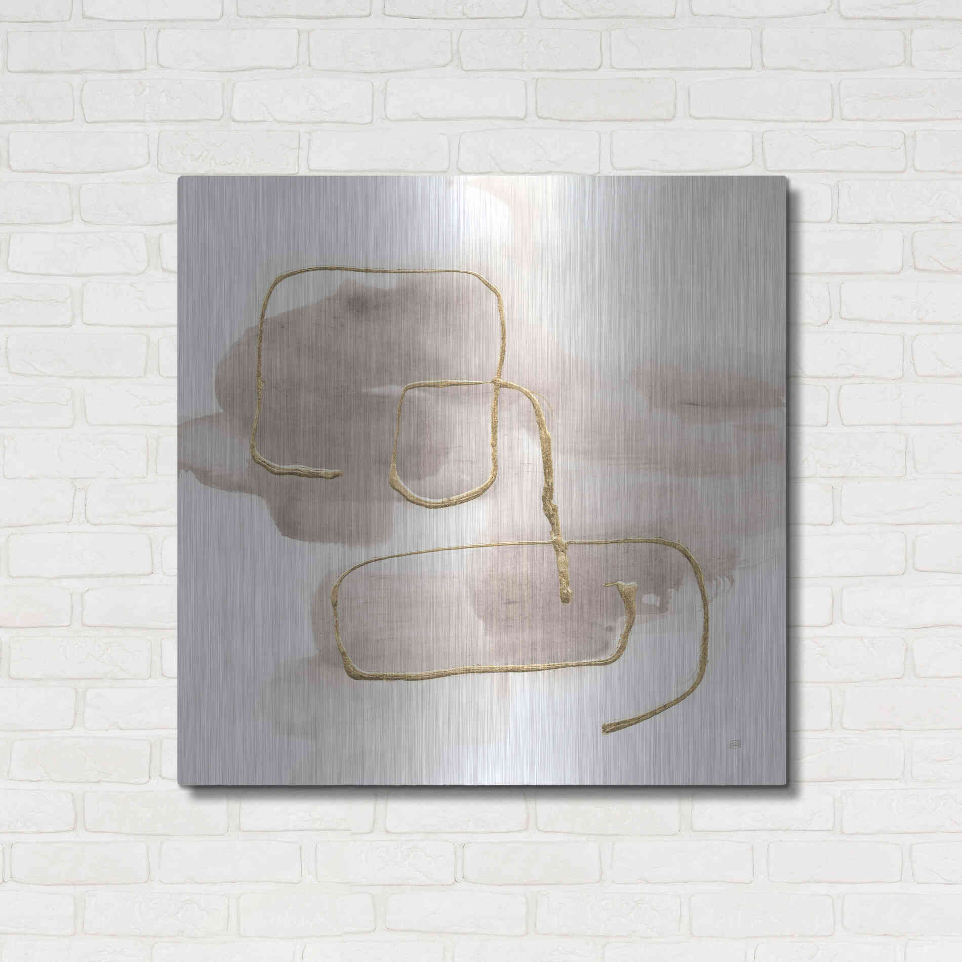 Luxe Metal Art 'Warm Gray Gold I' by Chris Paschke, Metal Wall Art,36x36